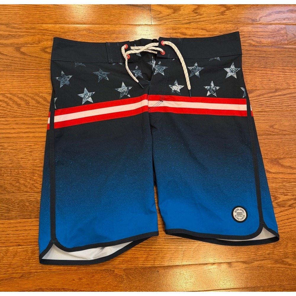 New Ron Jon Surf Shop Board Shorts Bathing Suit Mens 31 American Flag July 4th